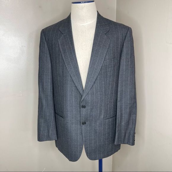 Barney’s New York Two Buttons Pure Wool Suit Stripes Blazer Size 40R Gray - Picture 12 of 12